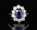 Exquisite Deep Blue 3.02ct Sapphire & Diamond Halo 18ct Gold Ring Val $33880