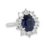 Exquisite Deep Blue 3.02ct Sapphire & Diamond Halo 18ct Gold Ring Val $33880