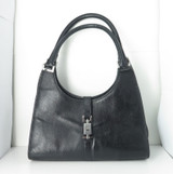 Gucci Jackie Bardot Handbag in Black Python with white metal piston closure.