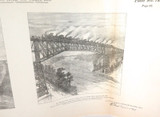RARE 1883 Railway Lithograph Print. Great Cantilever Bridge Niagara Falls. #72