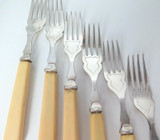 Vintage Set of 6 EPNS Fish Knives & Forks Celluloid Handles 1940's 431g