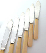 Vintage Set of 6 EPNS Fish Knives & Forks Celluloid Handles 1940's 431g
