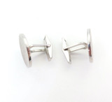 Stylish Heavy Vintage Circular Sterling Silver Cufflinks Textured Finish 19g