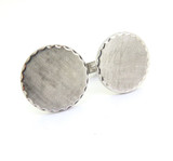 Stylish Heavy Vintage Circular Sterling Silver Cufflinks Textured Finish 19g