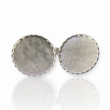 Stylish Heavy Vintage Circular Sterling Silver Cufflinks Textured Finish 19g