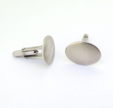Stylish Vintage Oval Sterling Silver Cufflinks in Brushed Satin Finish 7.5g
