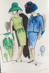 1963 Hand Coloured & Signed Fashion Lithograph ex “Collection D’Avant Saison” #7