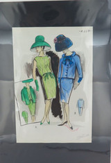 1963 Hand Coloured & Signed Fashion Lithograph ex “Collection D’Avant Saison” #7