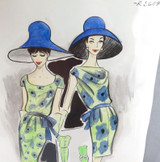 1963 Hand Coloured & Signed Fashion Lithograph ex “Collection D’Avant Saison” #3