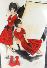 1963 Hand Coloured & Signed Fashion Lithograph ex “Collection D’Avant Saison” #6