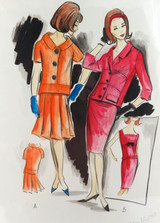 1963 Hand Coloured & Signed Fashion Lithograph ex “Collection D’Avant Saison” #5