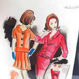 1963 Hand Coloured & Signed Fashion Lithograph ex “Collection D’Avant Saison” #5