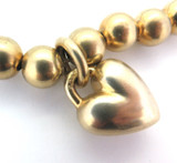 Vintage Gold Tone Sterling Silver Ball Link Necklace & Chunky Heart Feature 51g