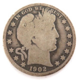 1902 P USA “Barber” Half Dollar Circulated Coin .900 Silver. Specs 30.3mm 11.7g