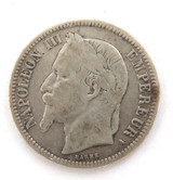 1866A France 1 Franc Circulated Coin. .835 Silver. Good Specs 22.6mm 4.9g