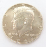 1964 USA Kennedy 1/2 Dollar Nice Circ Coin .900 Silver Specs 30.3mm 12.4g