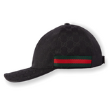 Gucci Black Original Diamante Web Pattern Baseball Cap, drycleaned. Size S