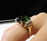 Vintage Green Tourmaline & Diamond Set 14ct Yellow Gold Ring Size L Val $9810