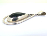 Stylish Mexican Sterling Silver & Pear Shape Black Onyx Suspended Pendant 20.3g