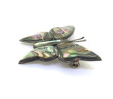 Vintage Abalone / Pāua Shell & Sterling Silver Lg Butterfly Brooch Mexico 6.9g