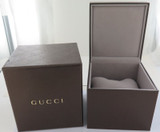 Very Nice Gucci Brown With Gold Print Mens Watch Display Box + Outer.