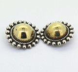 Stylish Mexican Beaded Sterling Silver & Bronze Clip on Earrings 24.7g