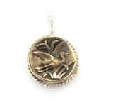 Vintage Handmade Sterling Silver & Bronze Water Bird Theme Pendant 5.5g