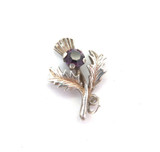 Vintage Sterling Silver & Faceted Amethyst Sweet Thistle Charm 3.2g