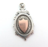 Antique Heavy Sterling Silver & 9ct Rose Gold Decorative Quality Fob 10.9g