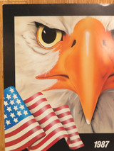 Hansen Cartridge Company 1987 Calendar Poster with eagle and American flag.