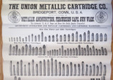 Vintage Pistol & Rifle Cartridge Poster. Union Metallic Cartridge Co, USA