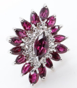 Vintage Ruby & Diamond 14ct White Gold Cocktail Ring Size E1/2 Val $4850