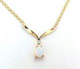 Pretty 14ct Yellow Gold Simulated Opal & Diamond Classic Style Necklace 4.45g