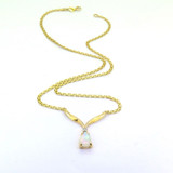 Pretty 14ct Yellow Gold Simulated Opal & Diamond Classic Style Necklace 4.45g