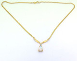 Pretty 14ct Yellow Gold Simulated Opal & Diamond Classic Style Necklace 4.45g