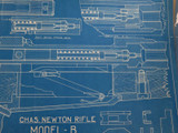 Rare 100% Genuine USA 1920s Original Patent Blueprint. Chas. Newton Rifle #3