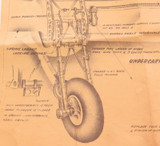 1940s/50s Rare Ansett Anson Aircraft Undercarriage & Retracting Gear Blue Print.