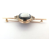 Beautiful Vintage 8ct Rose Gold & Onyx Cameo Portrait Bar Brooch 5.8g