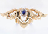 Vintage Sapphire & Diamond Slider 14ct Yellow Gold Butterfly Pendant Val $5220