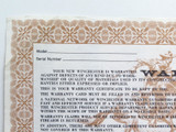 Vintage Winchester Unused Warranty Certificate. US & Canada Version #1
