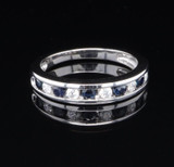 Vintage Sapphire & Diamond Channel Set 14ct white Gold Ring N1/2 Val $2590