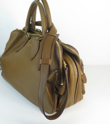 Ladies Celine, Paris Triptyque Leather Handbag with Dustcover in Camel Brown