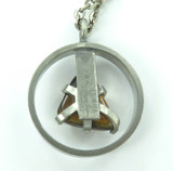 Vintage Modernist Denmark Jorgen Jensen Signed Pewter Tigers Eye Pendant 294.