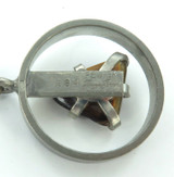 Vintage Modernist Denmark Jorgen Jensen Signed Pewter Tigers Eye Pendant 294.