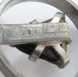 Vintage Modernist Denmark Jorgen Jensen Signed Pewter Tigers Eye Pendant 294.