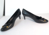 Louis Vuitton Black 'Love Story' Kitten Heel Shoes with Bow, size 36.