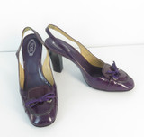 Tod's 'Jodie Chanel Laccetto' Purple Slingback Pumps, size 37.5 EU