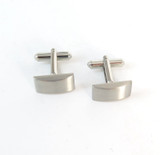 Pair of Stainless Steel Mens Cufflinks with Satin Finish Tops
