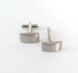 Pair of Stainless Steel Mens Cufflinks with Satin Finish Tops
