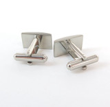 Pair of Stainless Steel Mens Cufflinks with Satin Finish Tops